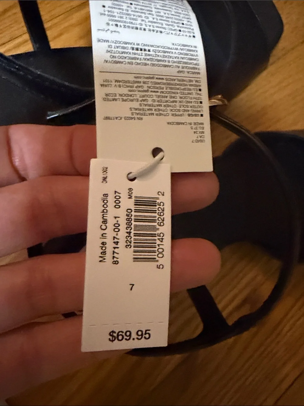 GAP Black Vegan Leather Ankle-Strap Wedge Sandals